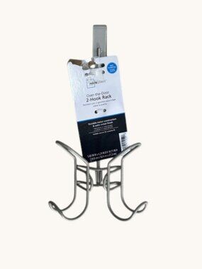 Mainstays Over-the-Door 2-Hook Rack Satin Nickel Metal Organizer MS5642468220004
